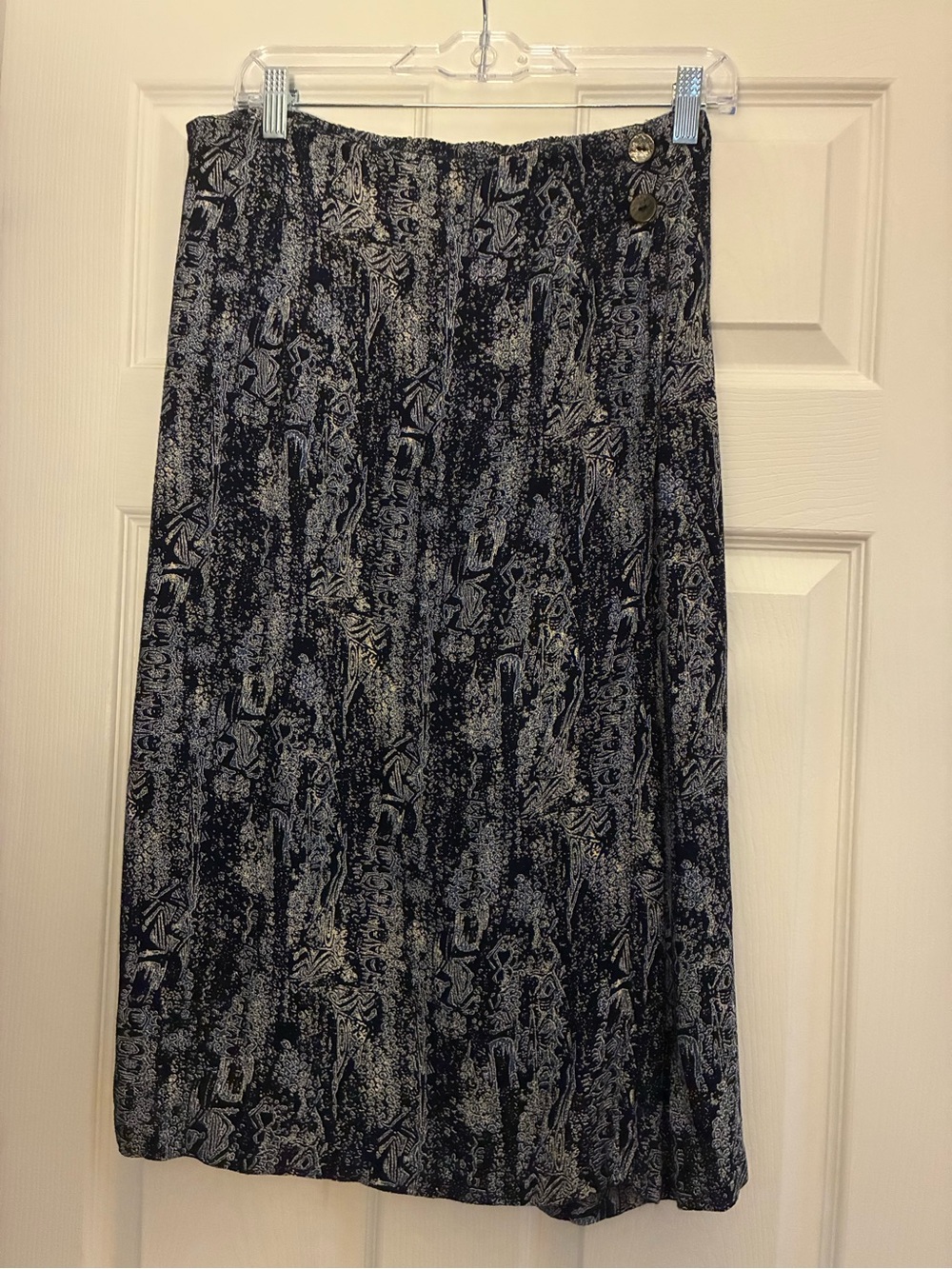 Blue and Gray Patterned Women's A-Line Midi Skirt